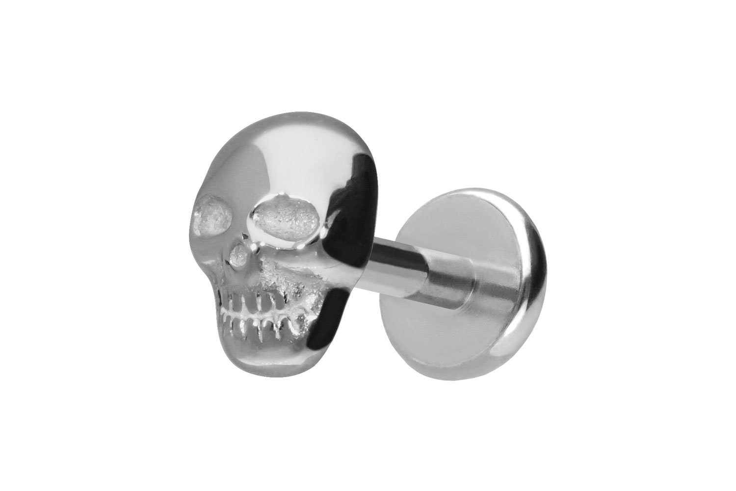 Titan Labret Piercing mit Push Fit TOTENKOPF